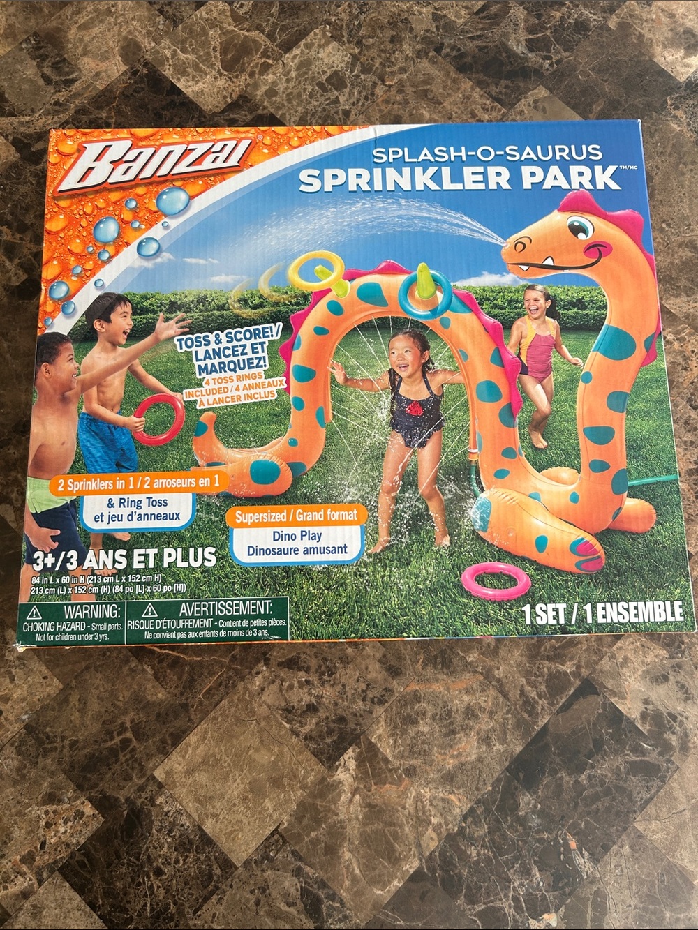 NEW 🆕 Banzai Splash-O-Saurus Sprinkler Park - 84x21x60 in / water game